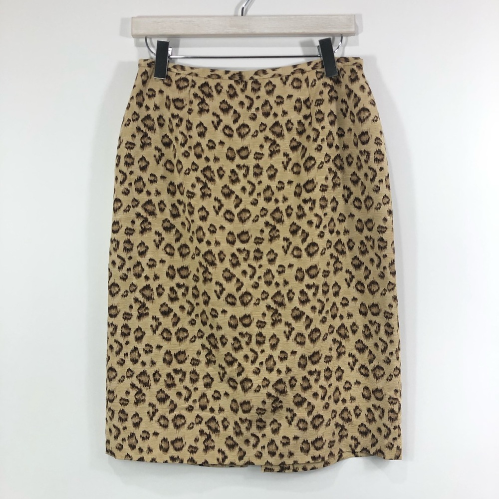 Dana Buchman Leopard Animal Print 100% Silk Skirt